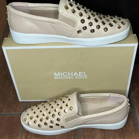 Michael Kors Women's Rose Slip On Sneakers With Golden Studs Size 10M NIB - Picture 7 of 10